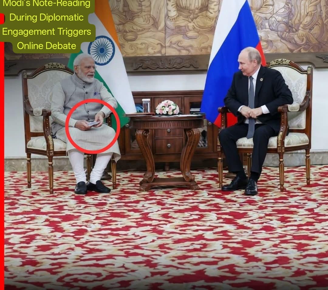 Modi Seen Reading From Note During Diplomatic Engagement
